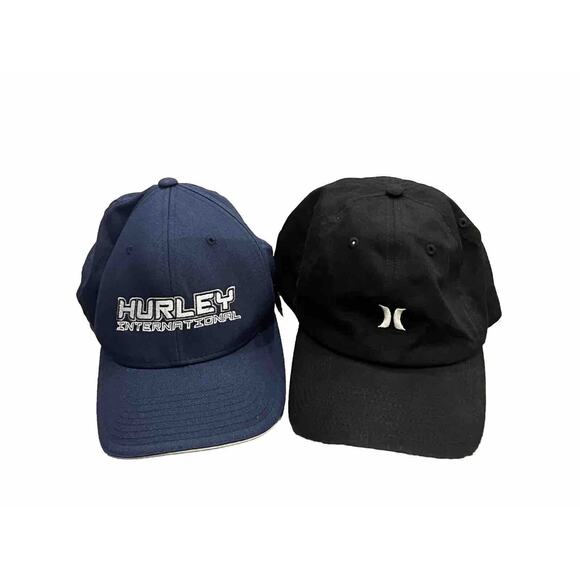 Hurley Other - Lot of 2 Hurley Mens Black Blue Fitted OS Snapback Baseball Caps Hats
